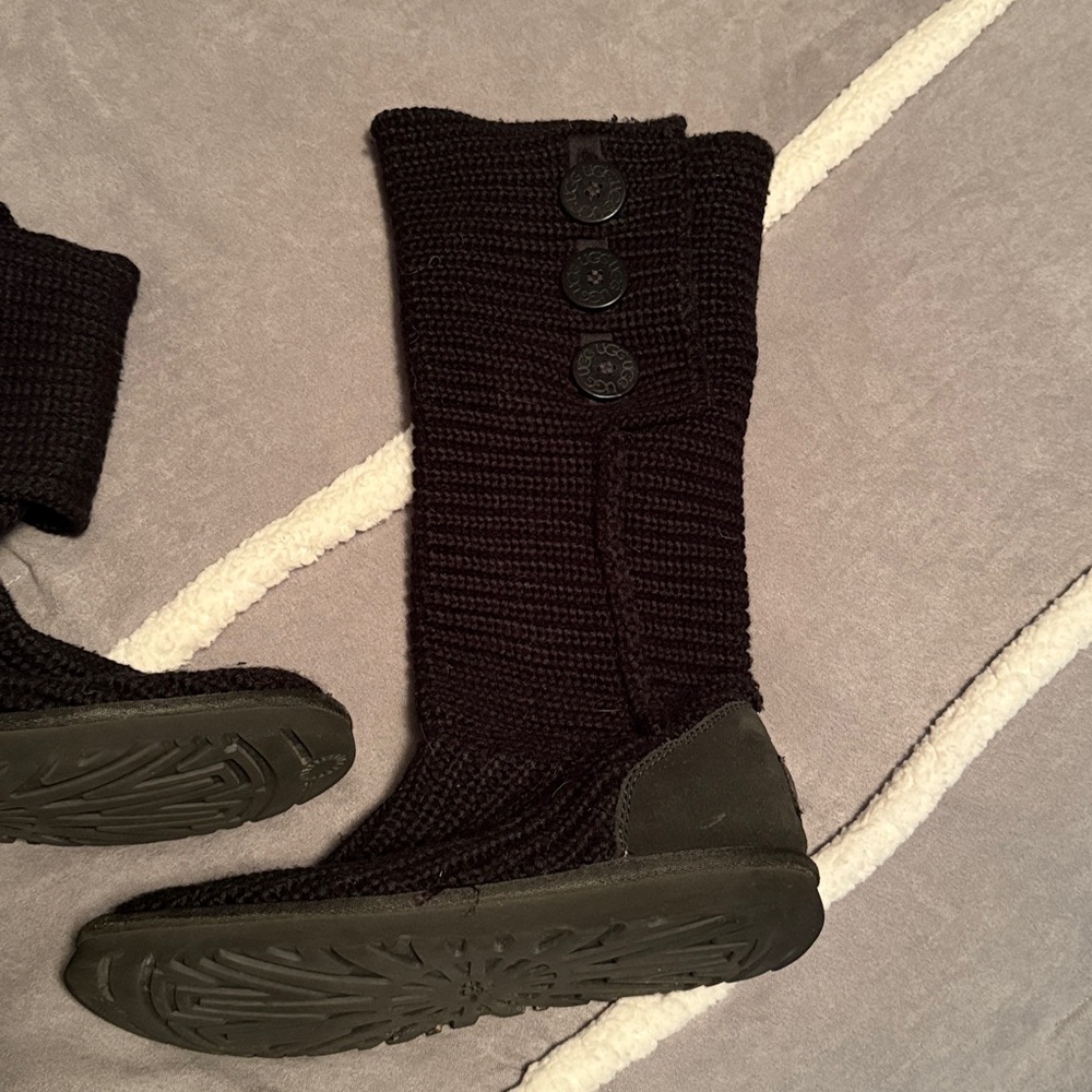 Black Knit UGG Button Boots - Picture 7 of 8